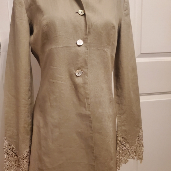 Linen light coat long jacket size 8 - Picture 4 of 8